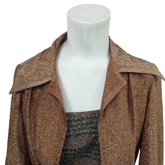 Vintage Fred Rothschild Metallic Maxi Sheath Dress Wrap Jacket Size 10 70s Party - Picture 13 of 15